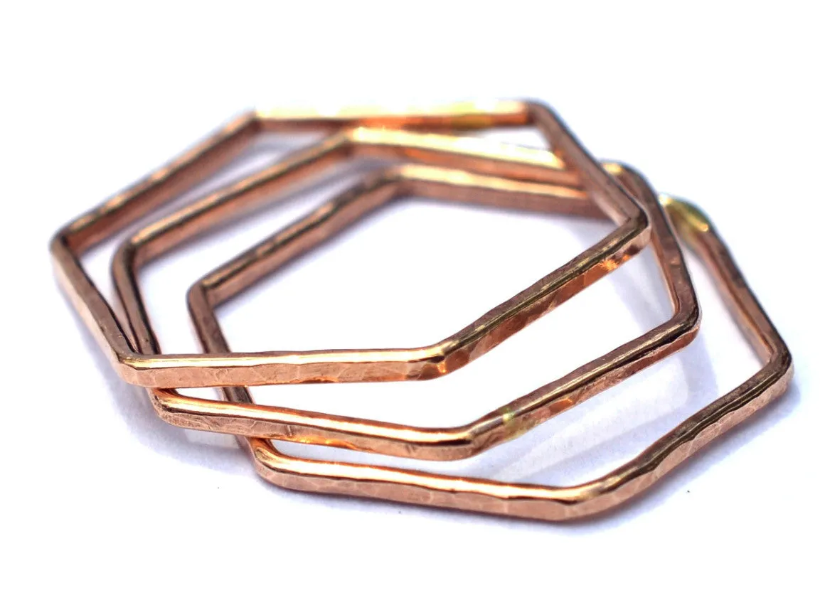 Rose Gold Hexagon Stacking Ring