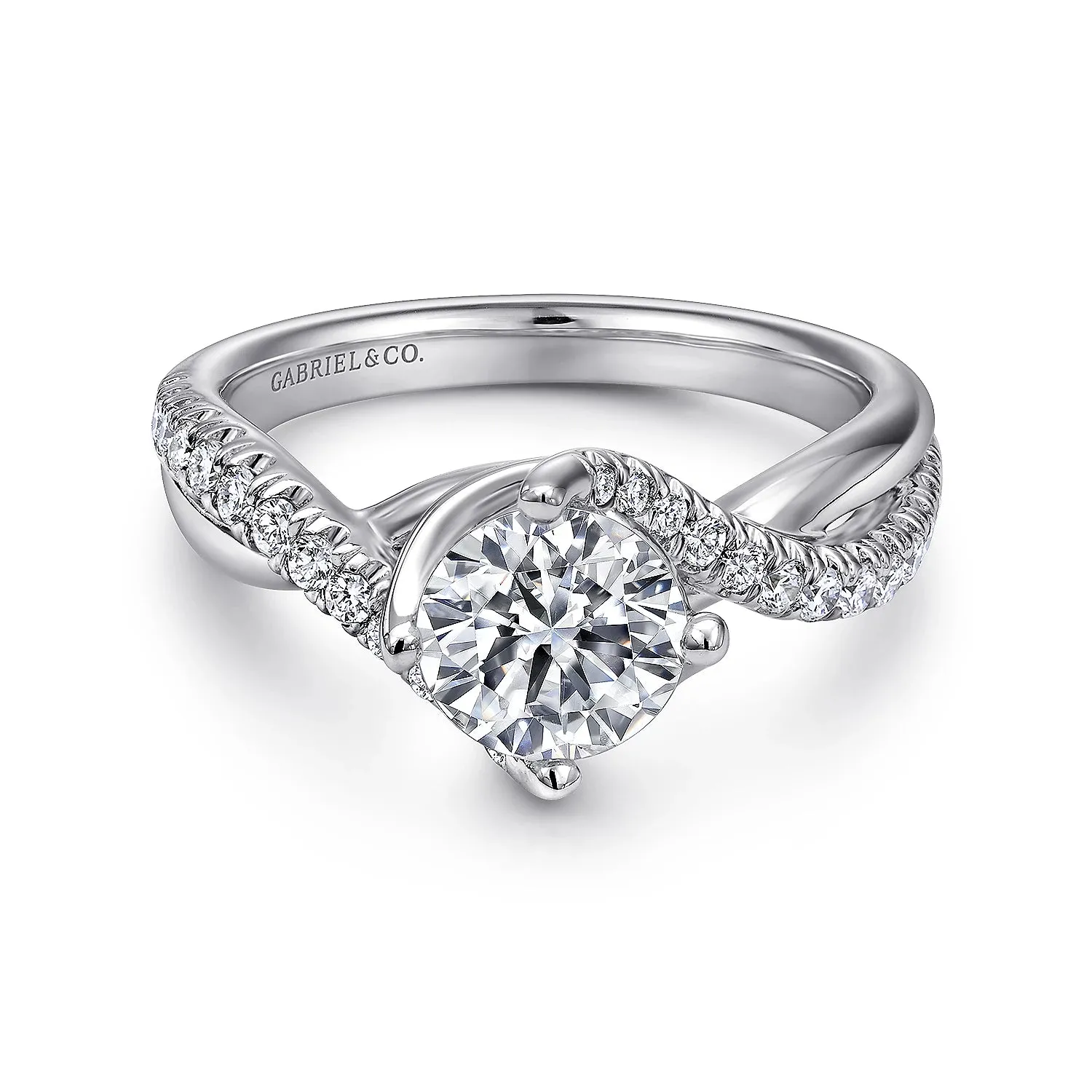 Round Bypass Diamond Engagement Ring Mounting
