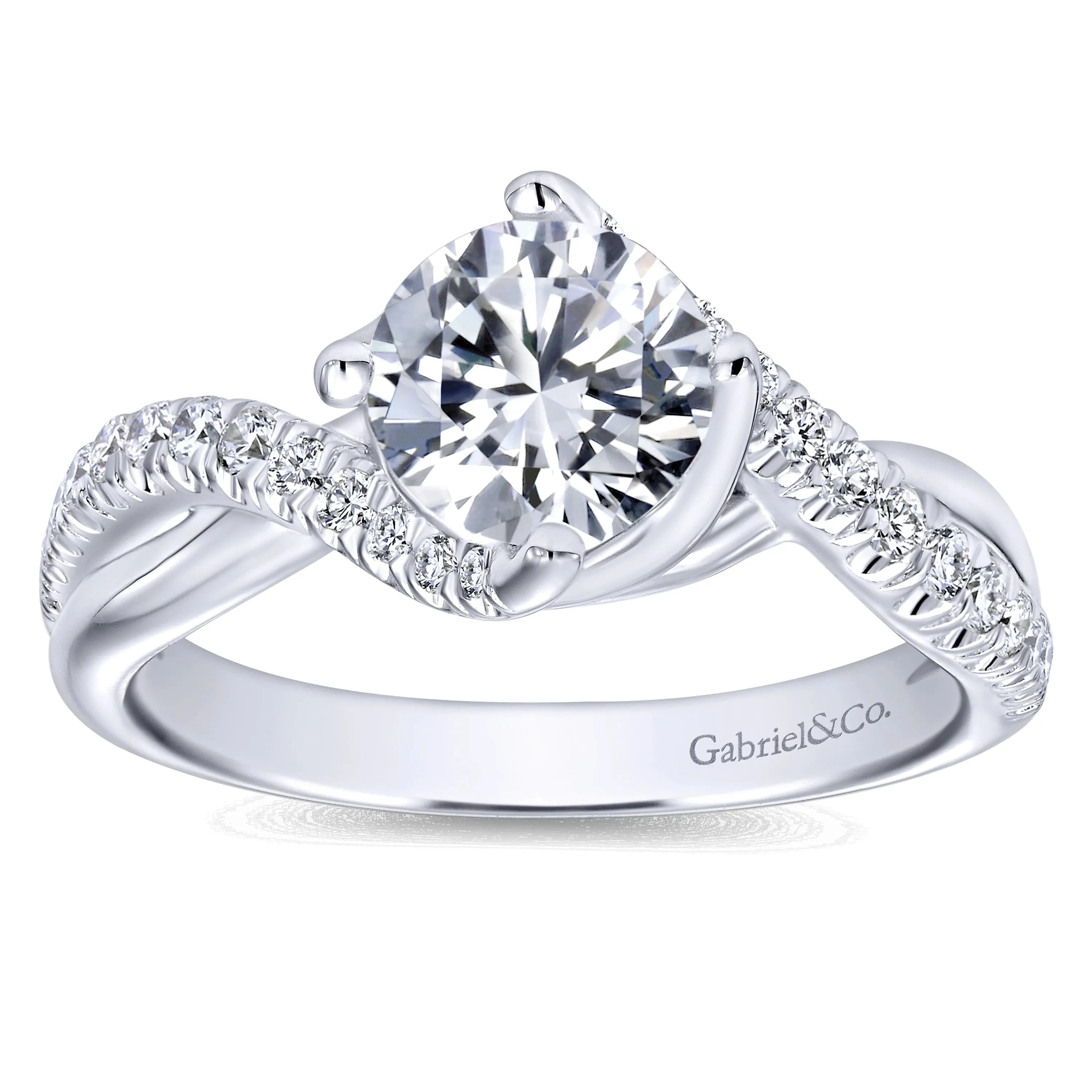 Round Bypass Diamond Engagement Ring Mounting