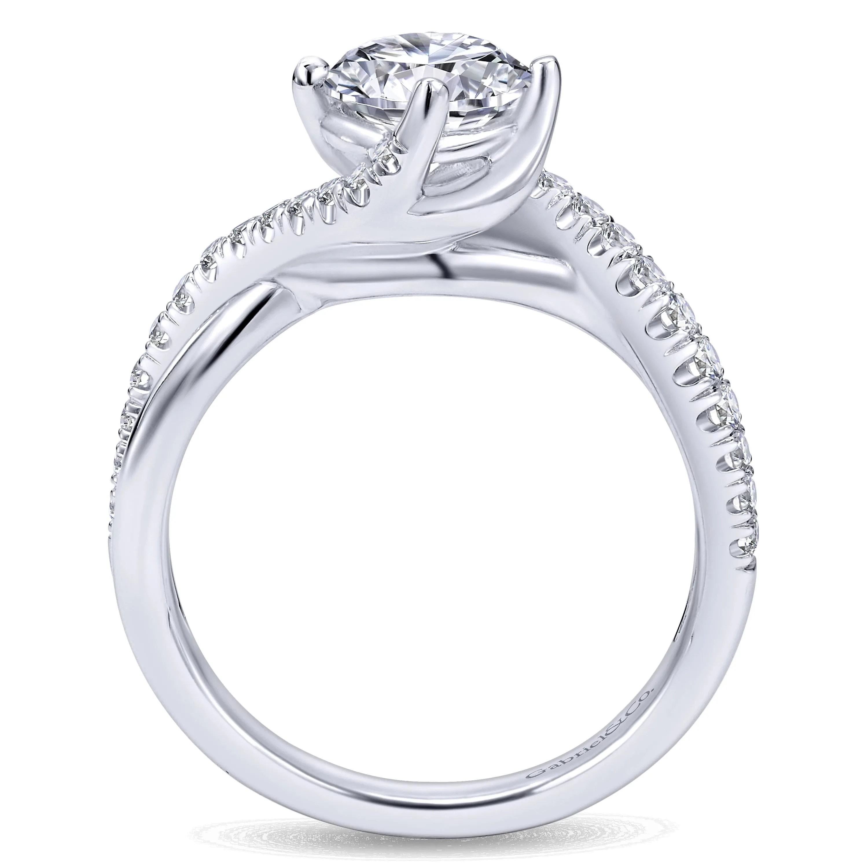 Round Bypass Diamond Engagement Ring Mounting