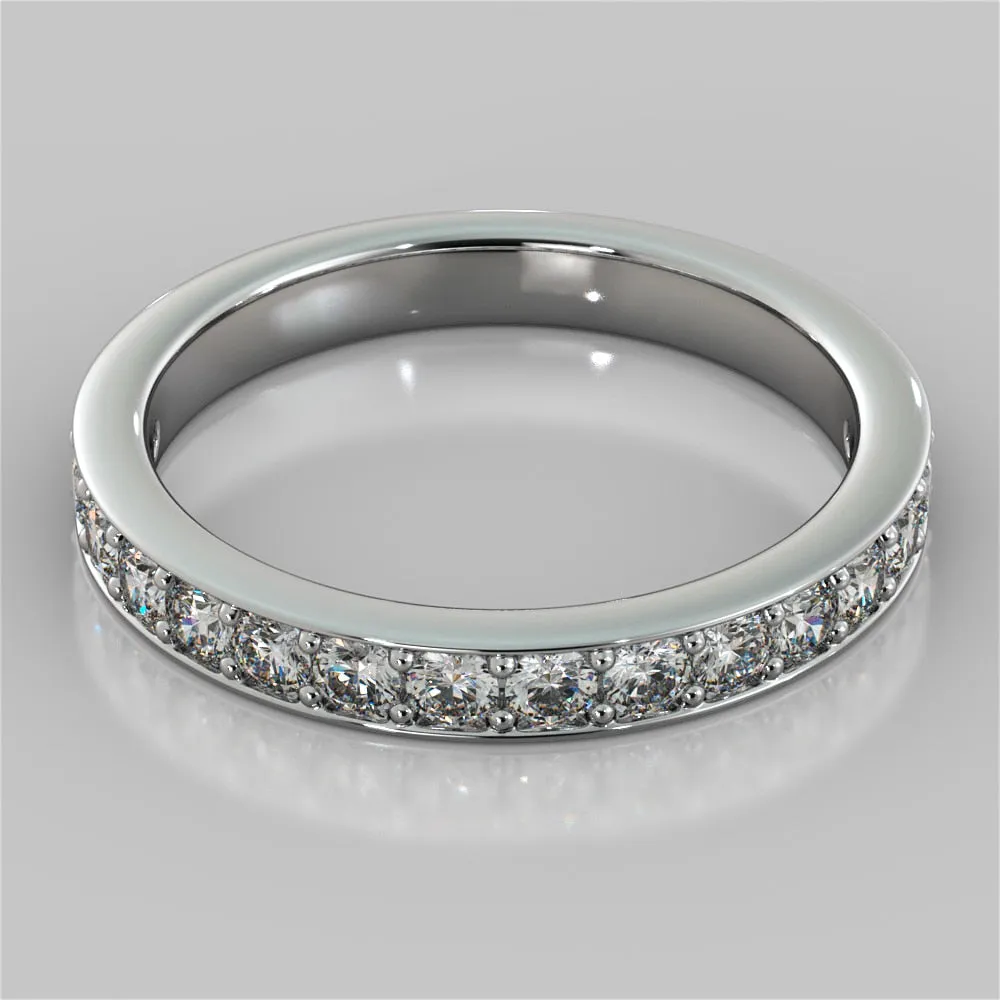 Round Cut Cathedral Style Channel Engagement Ring With Accents