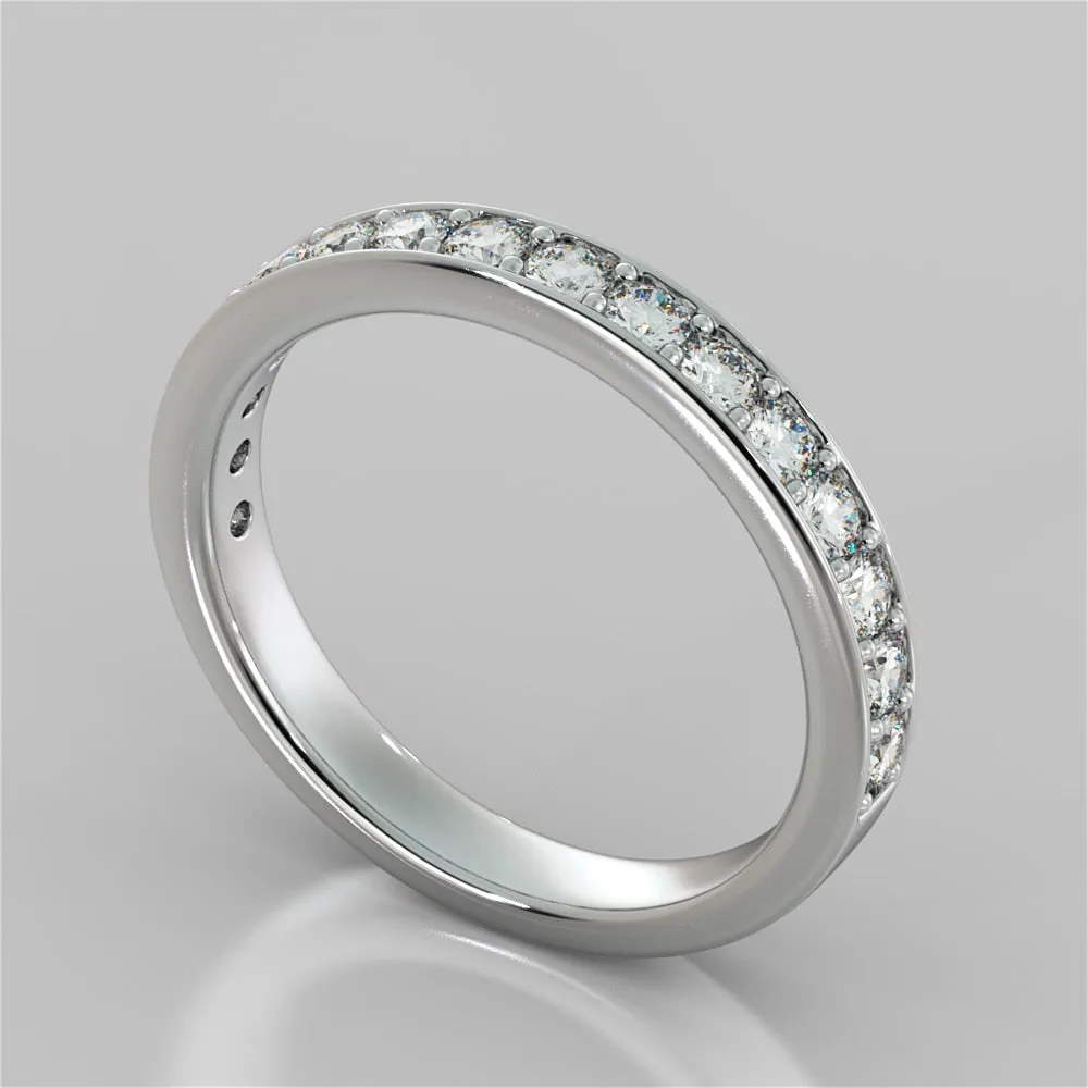 Round Cut Cathedral Style Channel Engagement Ring With Accents