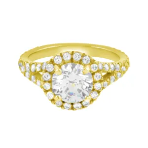 Round Diamond Halo Split Shank Engagement Ring