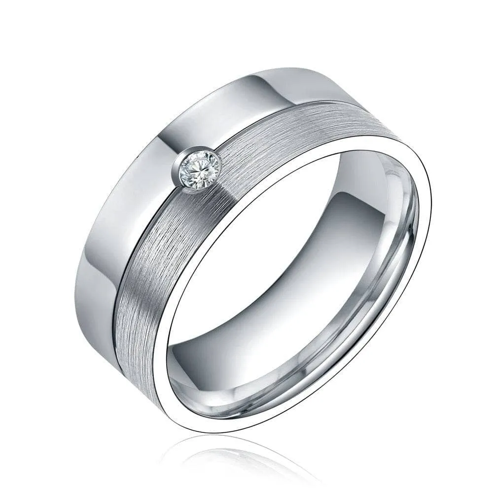 Round Diamond Titanium Men's Wedding Band