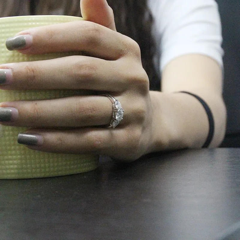 Round Moissanite Diamond Ring Engagement Wedding Jewelry