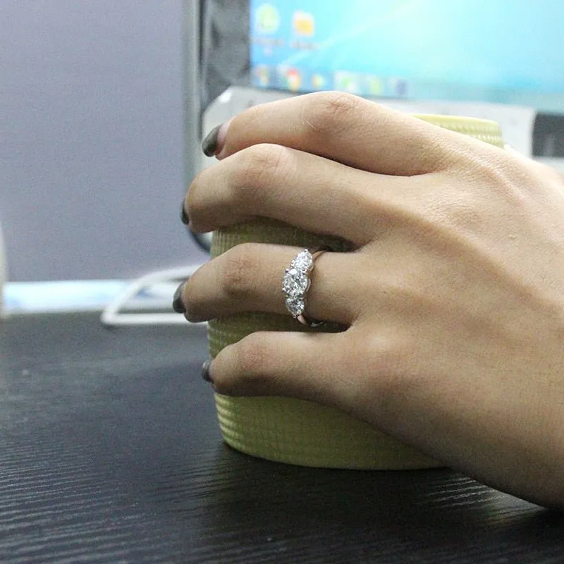 Round Moissanite Diamond Ring Engagement Wedding Jewelry