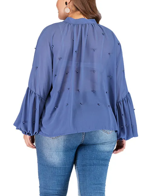 Round Neck Strap Pearl Chiffon Bottoming Shirt