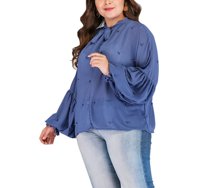 Round Neck Strap Pearl Chiffon Bottoming Shirt