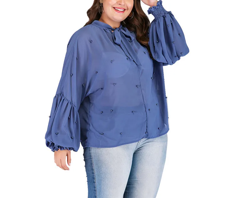 Round Neck Strap Pearl Chiffon Bottoming Shirt