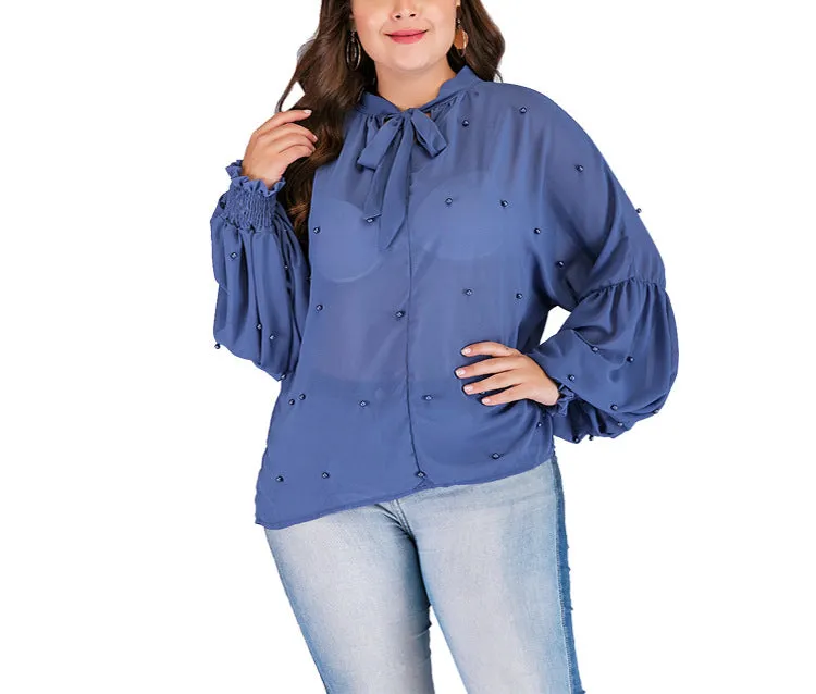 Round Neck Strap Pearl Chiffon Bottoming Shirt