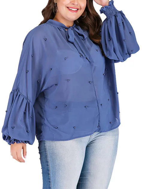 Round Neck Strap Pearl Chiffon Bottoming Shirt