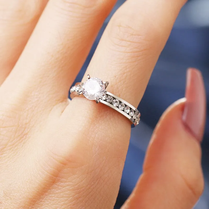 Round Zircon Gold Ring Silver For Women Engagement Jewelry