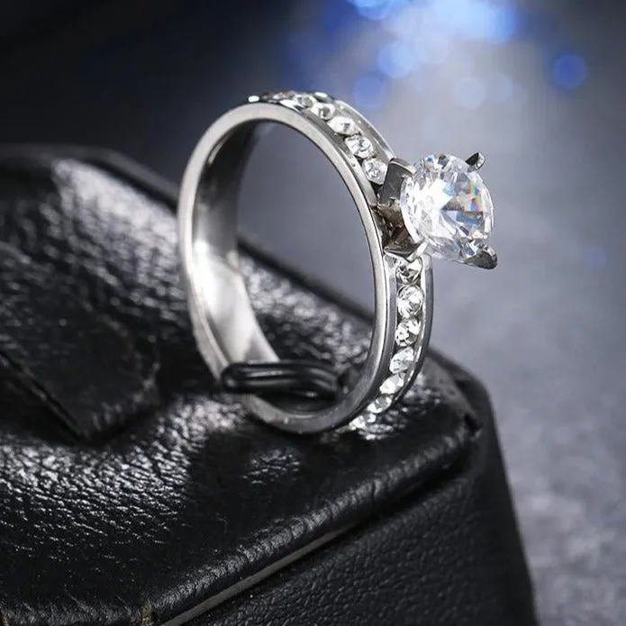 Round Zircon Gold Ring Silver For Women Engagement Jewelry