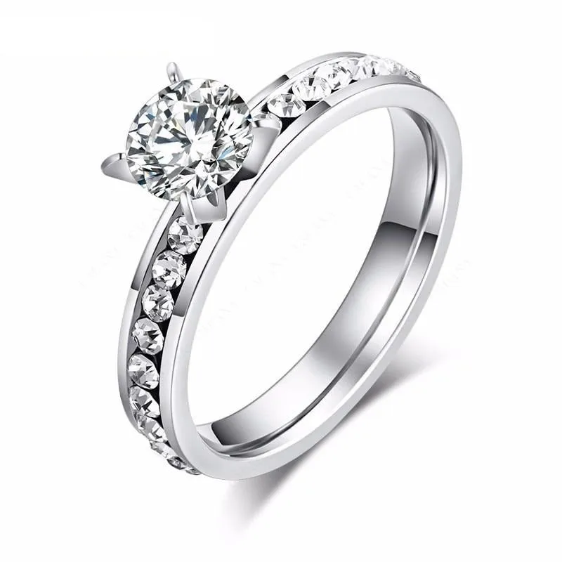 Round Zircon Gold Ring Silver For Women Engagement Jewelry