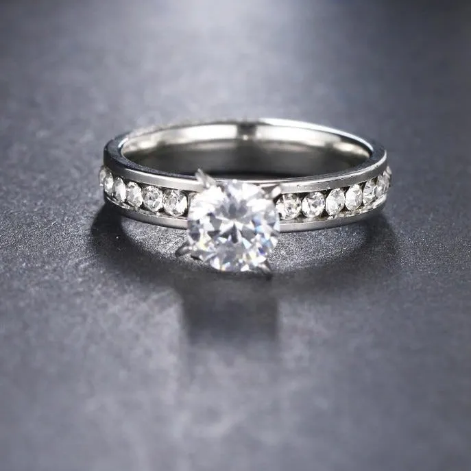 Round Zircon Gold Ring Silver For Women Engagement Jewelry
