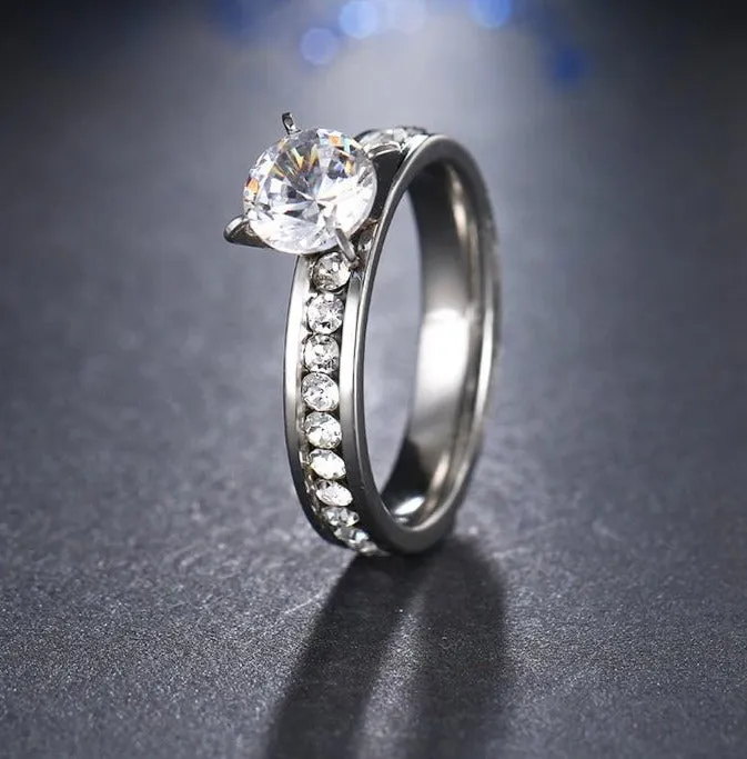 Round Zircon Gold Ring Silver For Women Engagement Jewelry