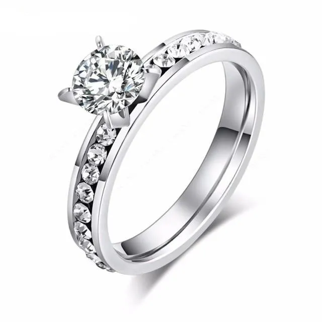 Round Zircon Gold Ring Silver For Women Engagement Jewelry