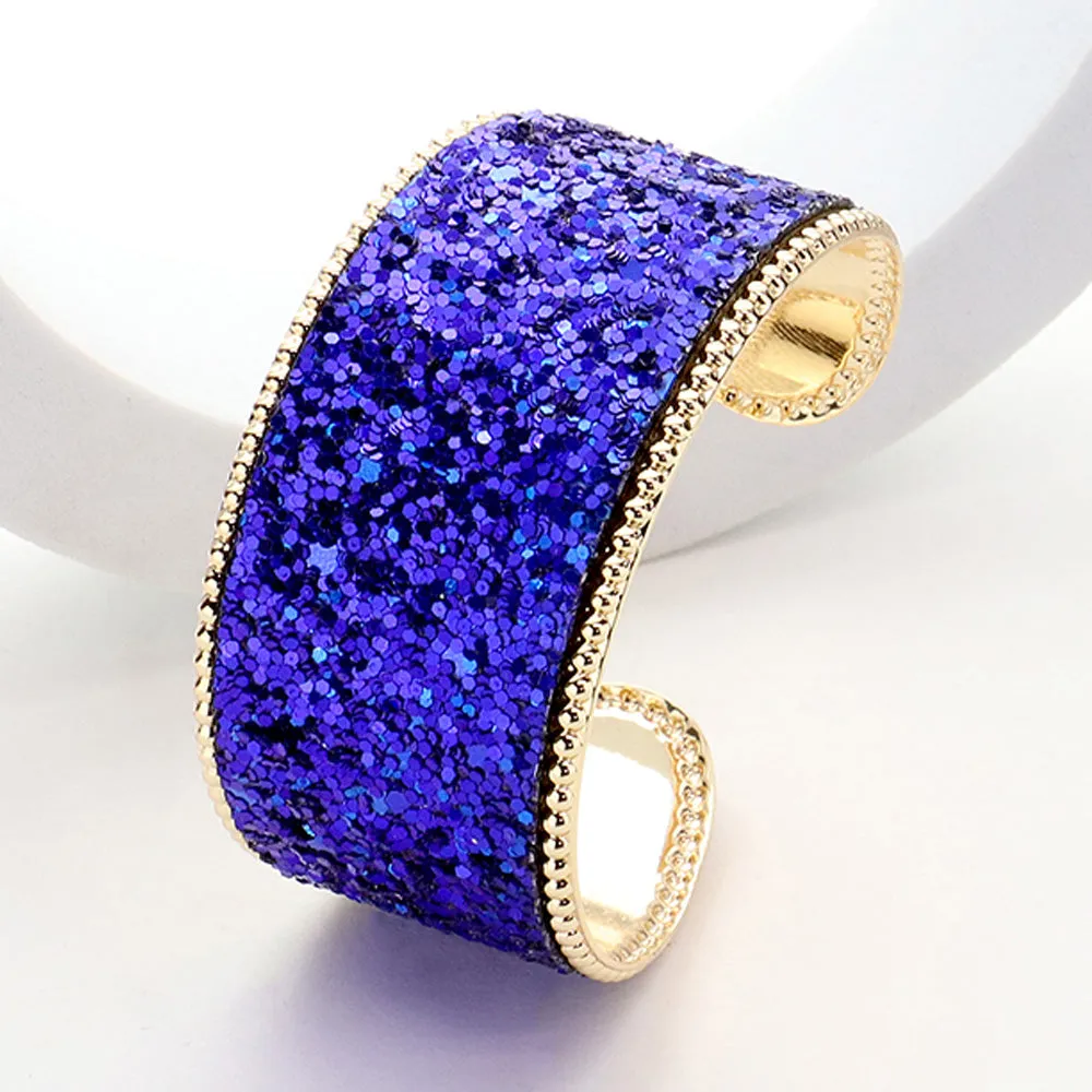 Royal Blue Glitter Fun Fashion Cuff Bracelet | Outfit of Choice Bracelet |  644062