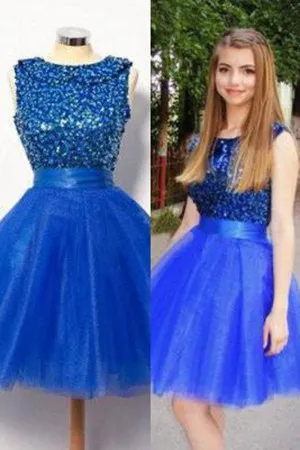 Royal Blue Short A-Line Shinny Prom Dresses, Homecoming Dress For Girls, MH326