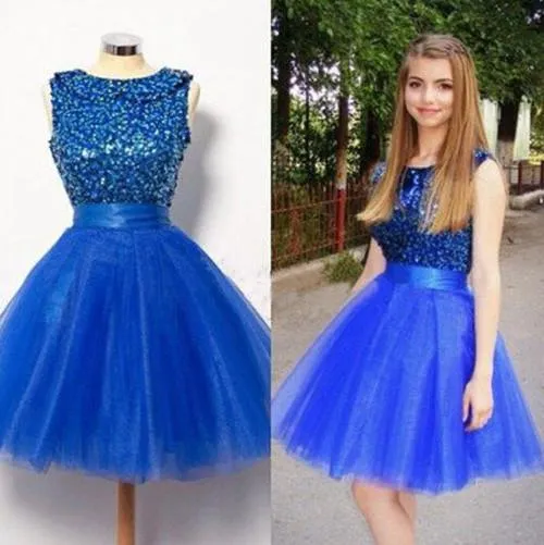 Royal Blue Short A-Line Shinny Prom Dresses, Homecoming Dress For Girls, MH326