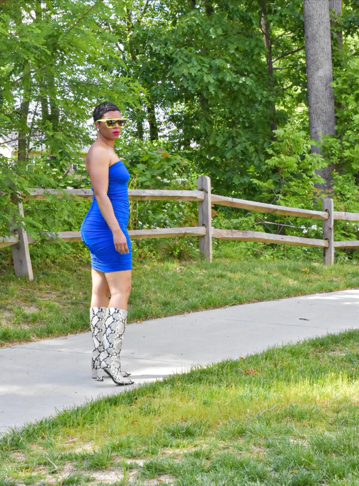 Royal Ruched Bodycon Tube Dress