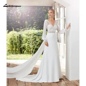 Roycebridal Chiffon Appliques Wedding Dresses for Bride A Line