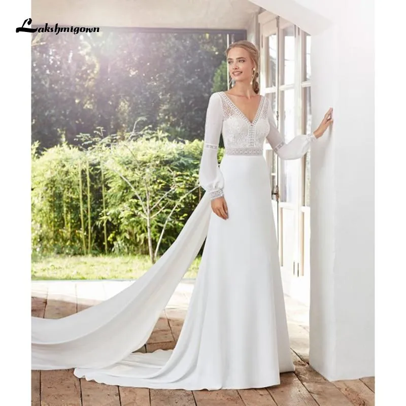 Roycebridal Chiffon Appliques Wedding Dresses for Bride A Line