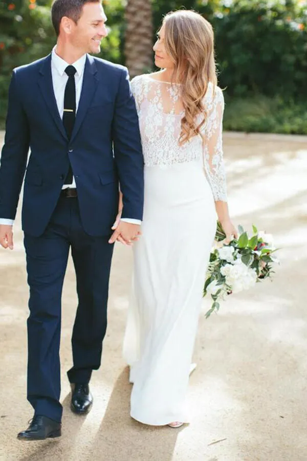 Roycebridal Flowy Boho Lace Two Piece Mermaid Chiffon Skirt Wedding Dresses, MW510
