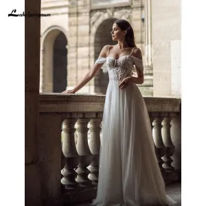 Roycebridal Sexy Lace Tulle Beach Wedding Dress Boho Off Shoulder