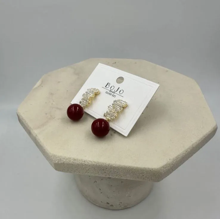 Ruby Glam Stud Earrings
