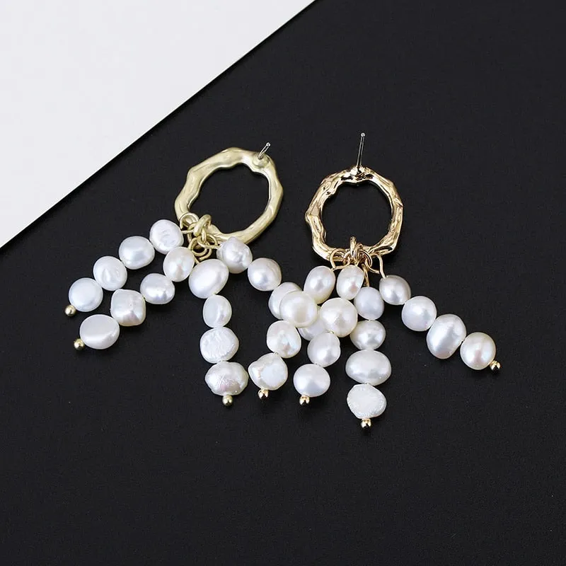 Run Free Pearl Tassel Drop Earrings
