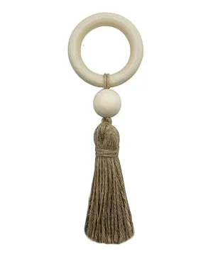 RUSTIC WOOD NAPKIN RINGS W/ TASSEL
