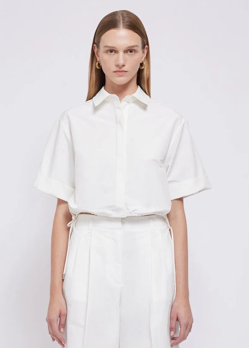 Ryett Short Sleeve Cropped Shirt (White)