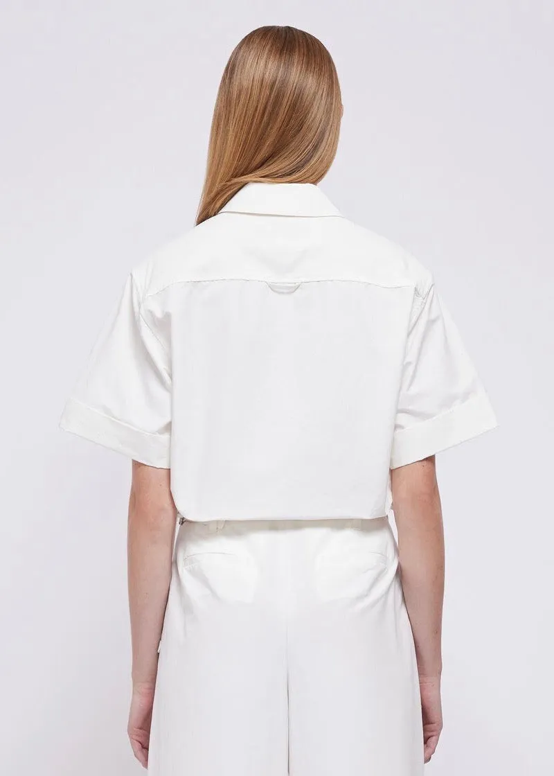 Ryett Short Sleeve Cropped Shirt (White)