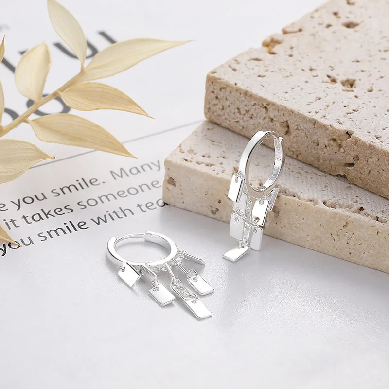 S925 Silver Geometric Small Brand Drop Earrings