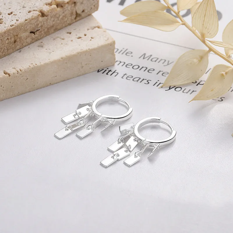 S925 Silver Geometric Small Brand Drop Earrings