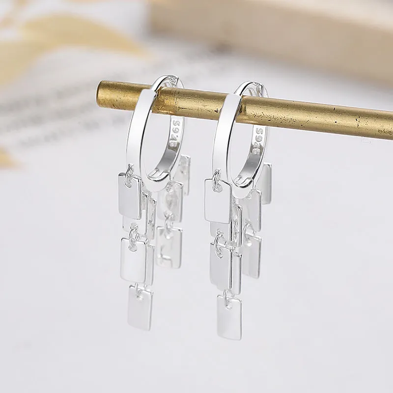 S925 Silver Geometric Small Brand Drop Earrings