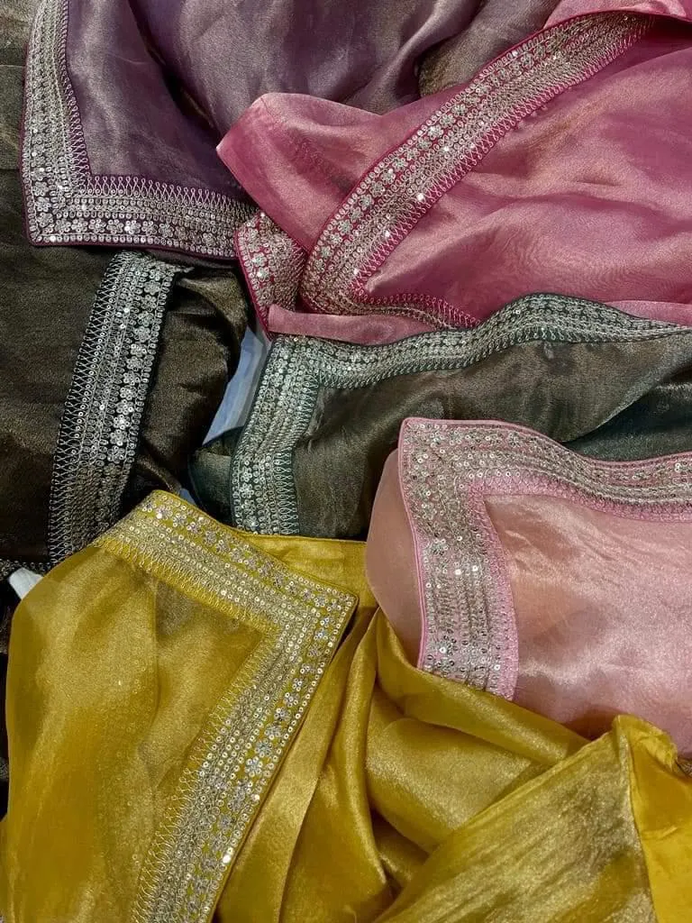 Sabya inspired Designer Tissue Silk Embroidered Saree