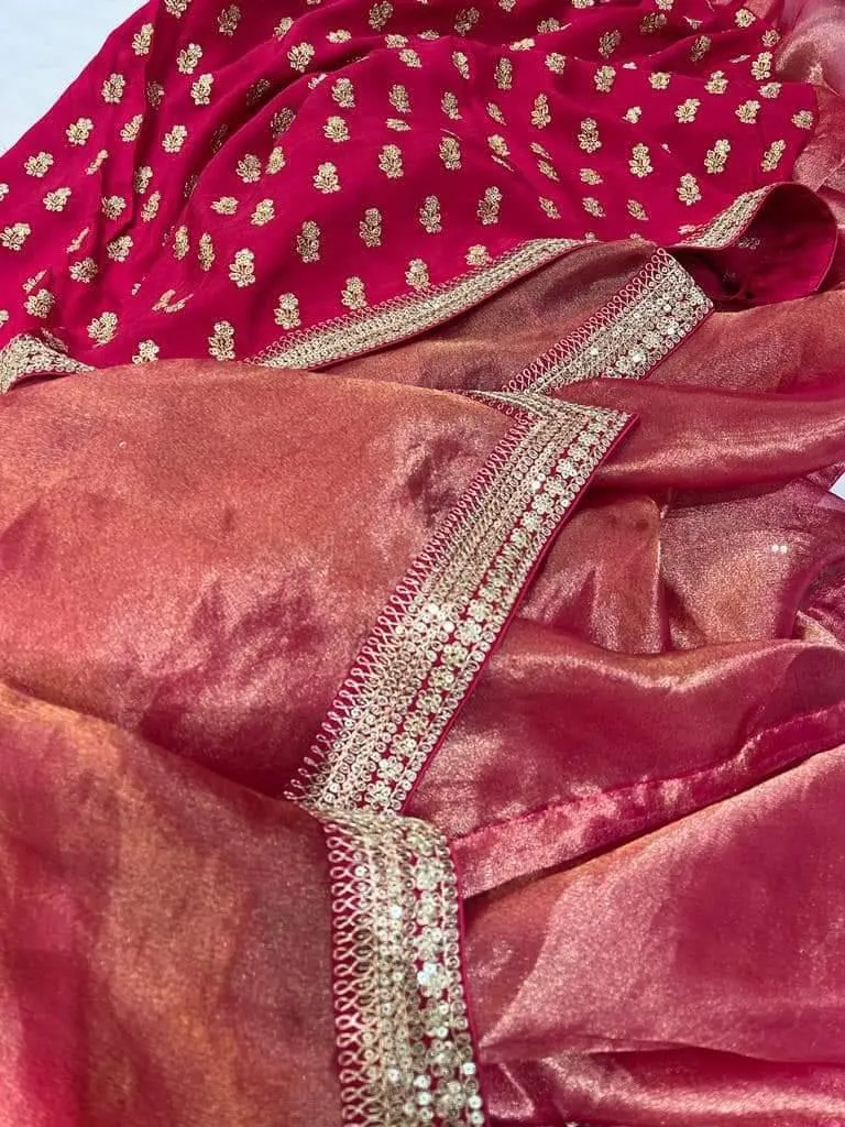 Sabya inspired Designer Tissue Silk Embroidered Saree