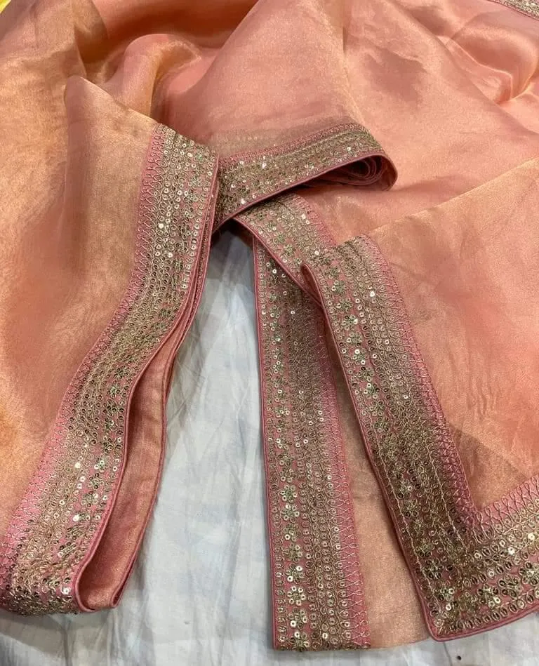 Sabya inspired Designer Tissue Silk Embroidered Saree