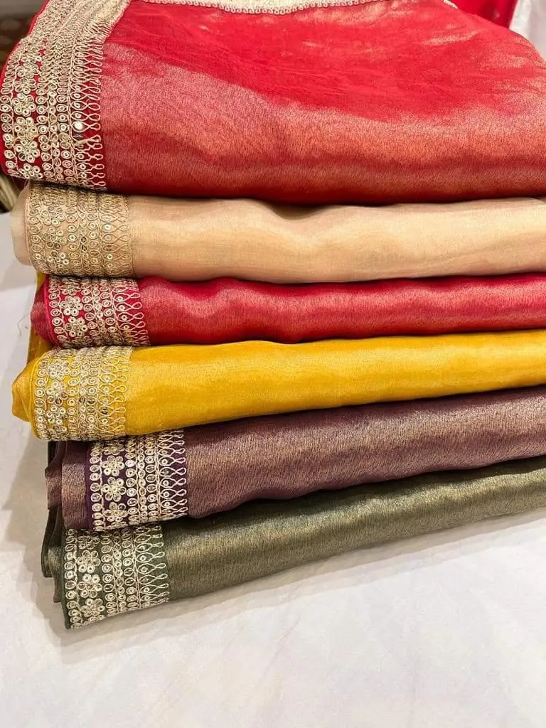 Sabya inspired Designer Tissue Silk Embroidered Saree
