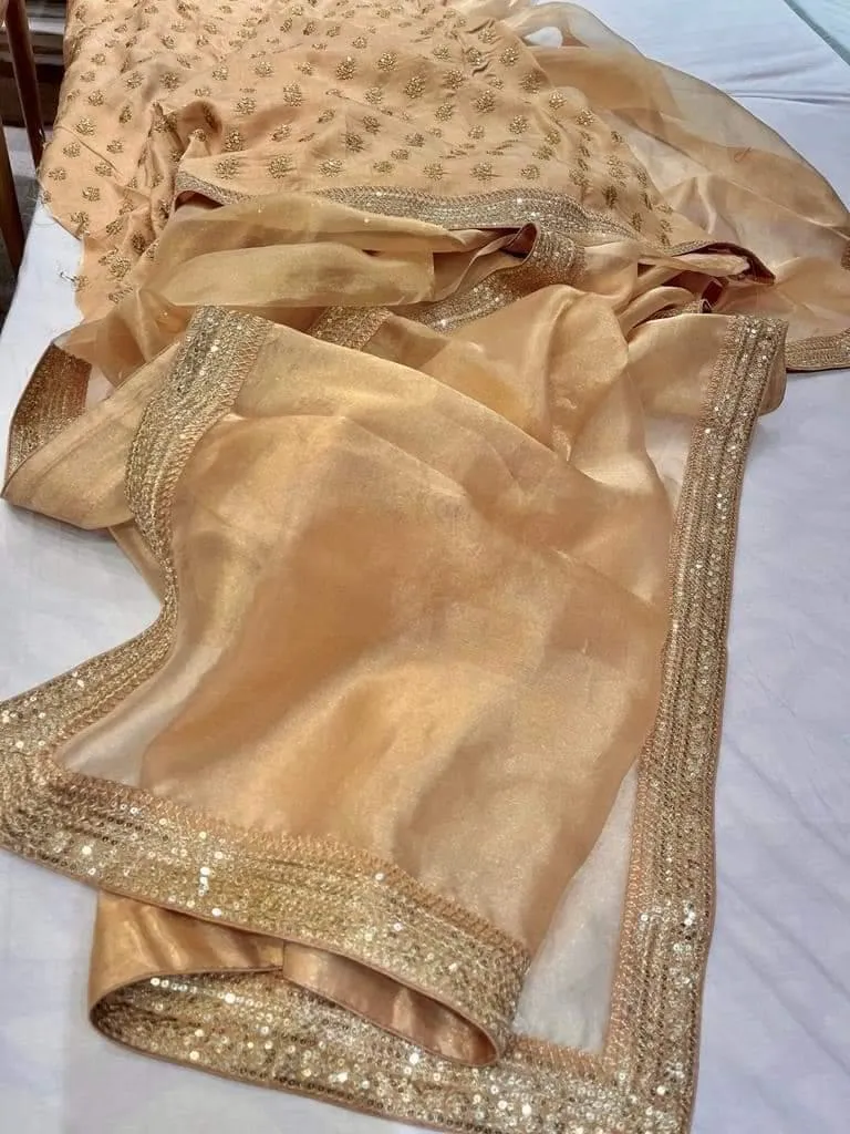 Sabya inspired Designer Tissue Silk Embroidered Saree