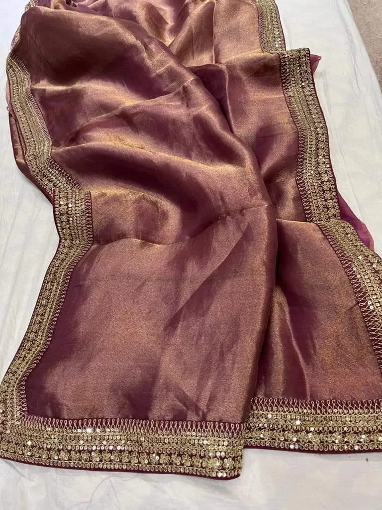Sabya inspired Designer Tissue Silk Embroidered Saree