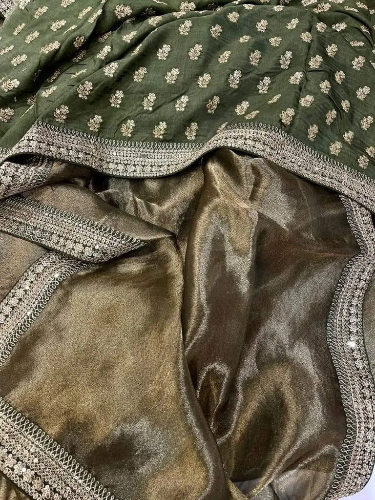 Sabya inspired Designer Tissue Silk Embroidered Saree