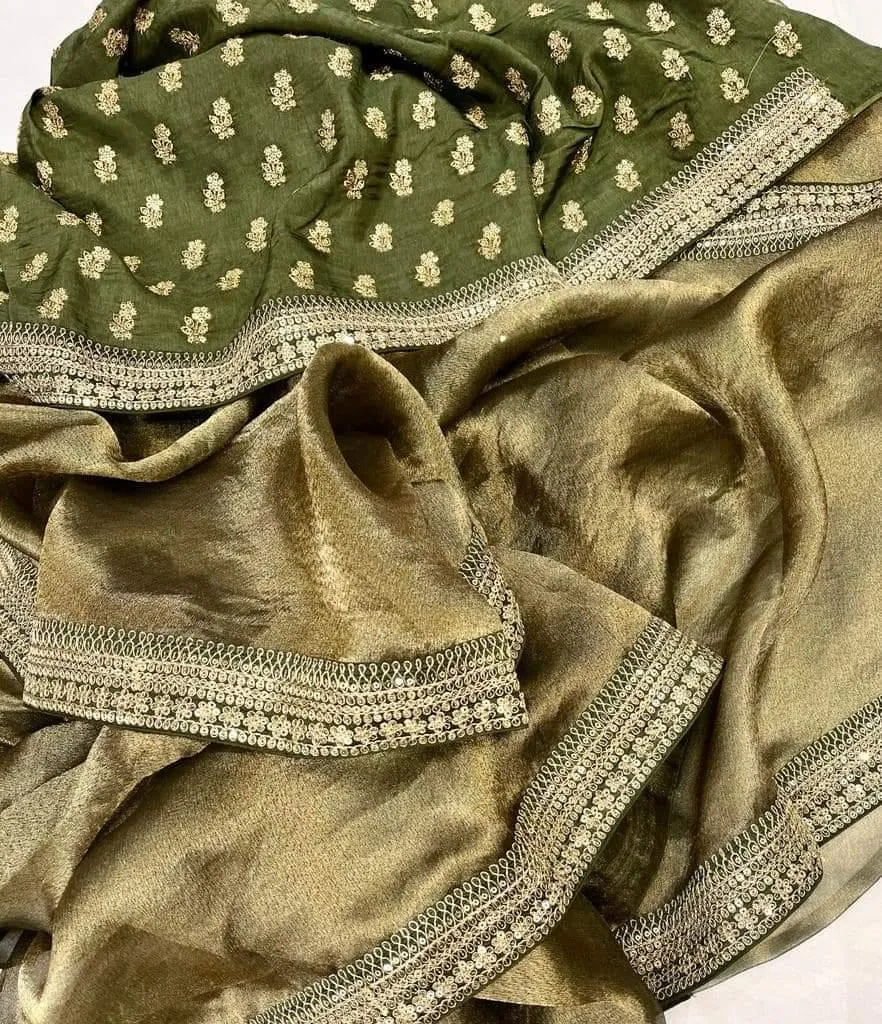 Sabya inspired Designer Tissue Silk Embroidered Saree
