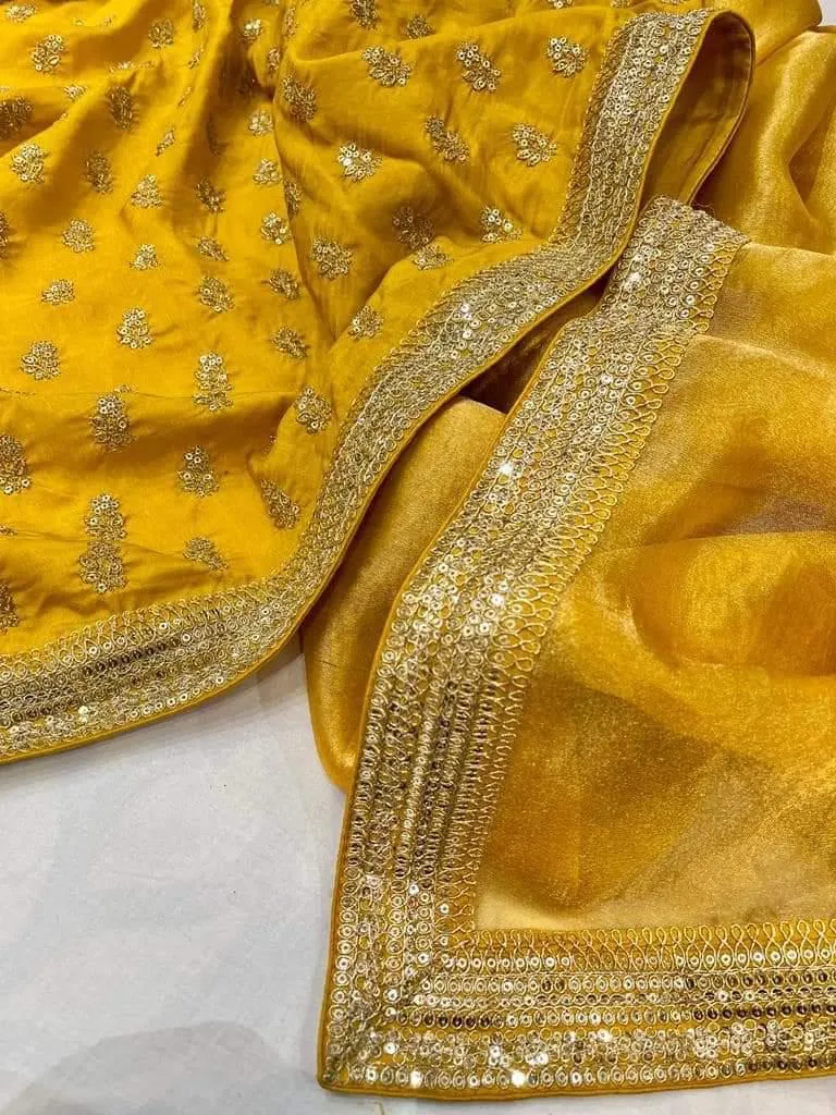 Sabya inspired Designer Tissue Silk Embroidered Saree