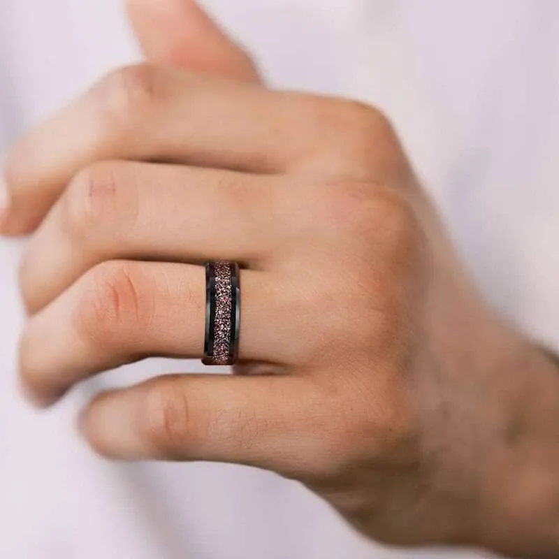 Sandstone Inlay Men's 8mm Tungsten Wedding Band