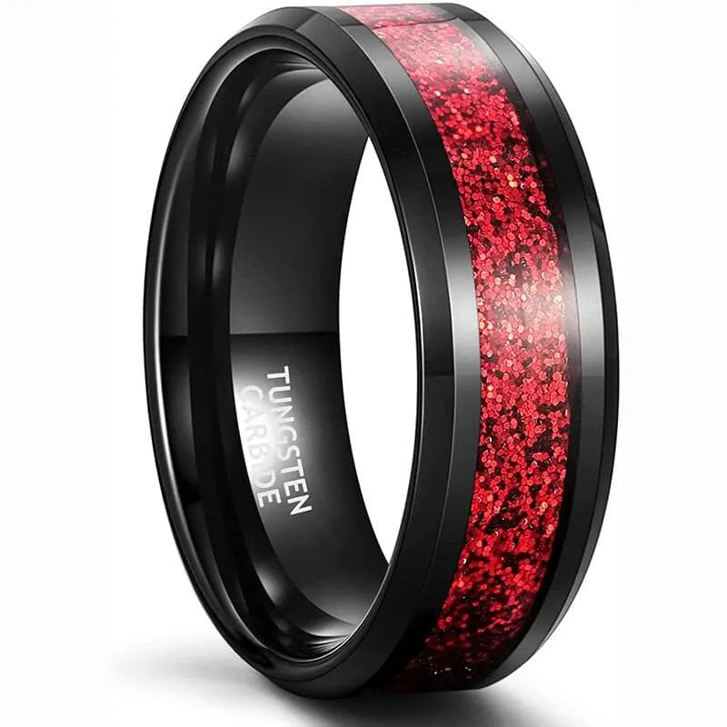 Sandstone Inlay Men's 8mm Tungsten Wedding Band