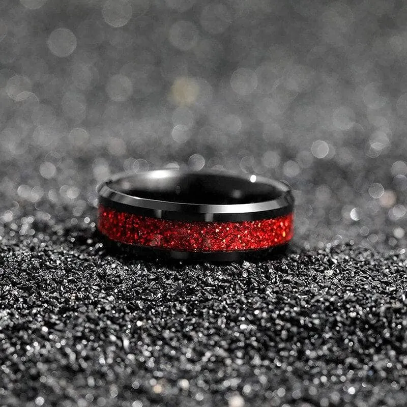 Sandstone Inlay Men's 8mm Tungsten Wedding Band