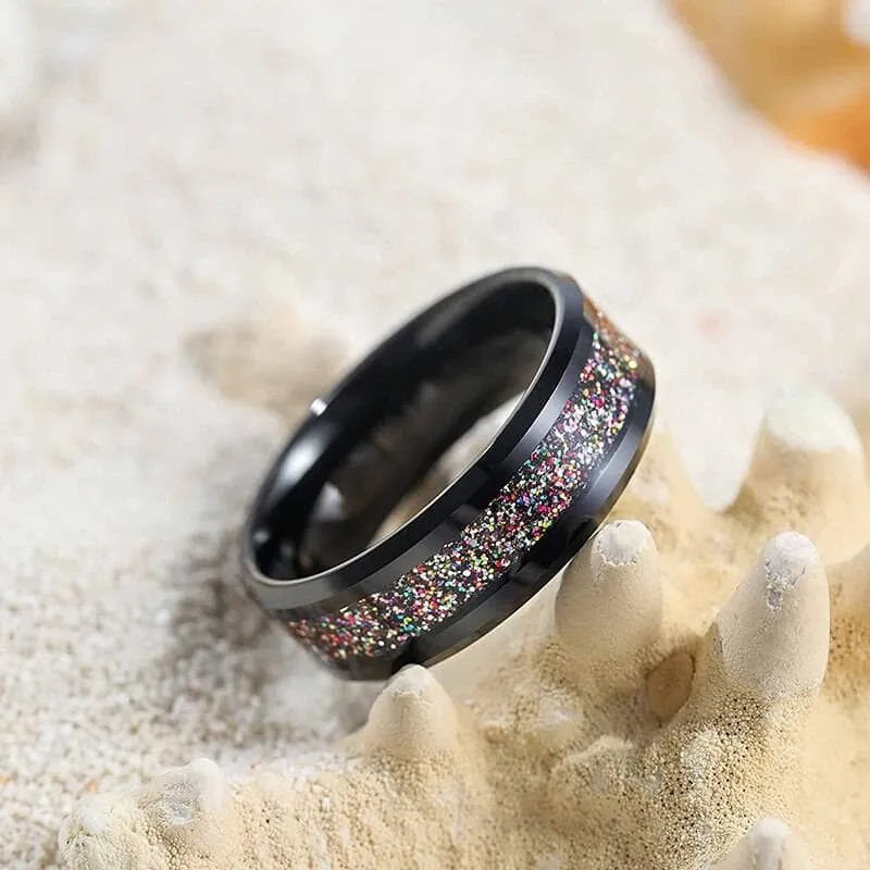 Sandstone Inlay Men's 8mm Tungsten Wedding Band